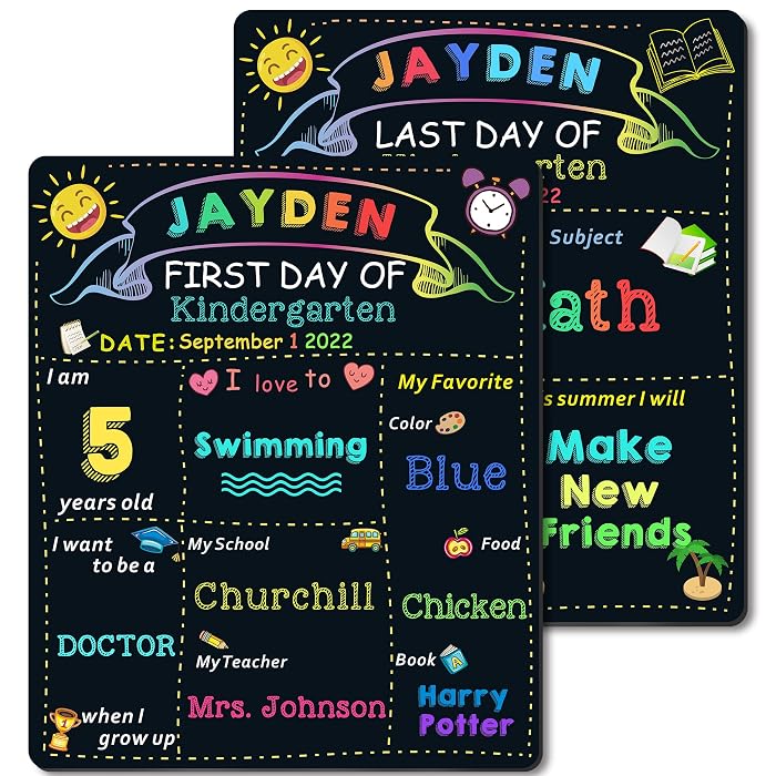 First & Last Day Of School Chalkboard Signs – Reusable Milestone Boards With Markers, 12x16 Inches