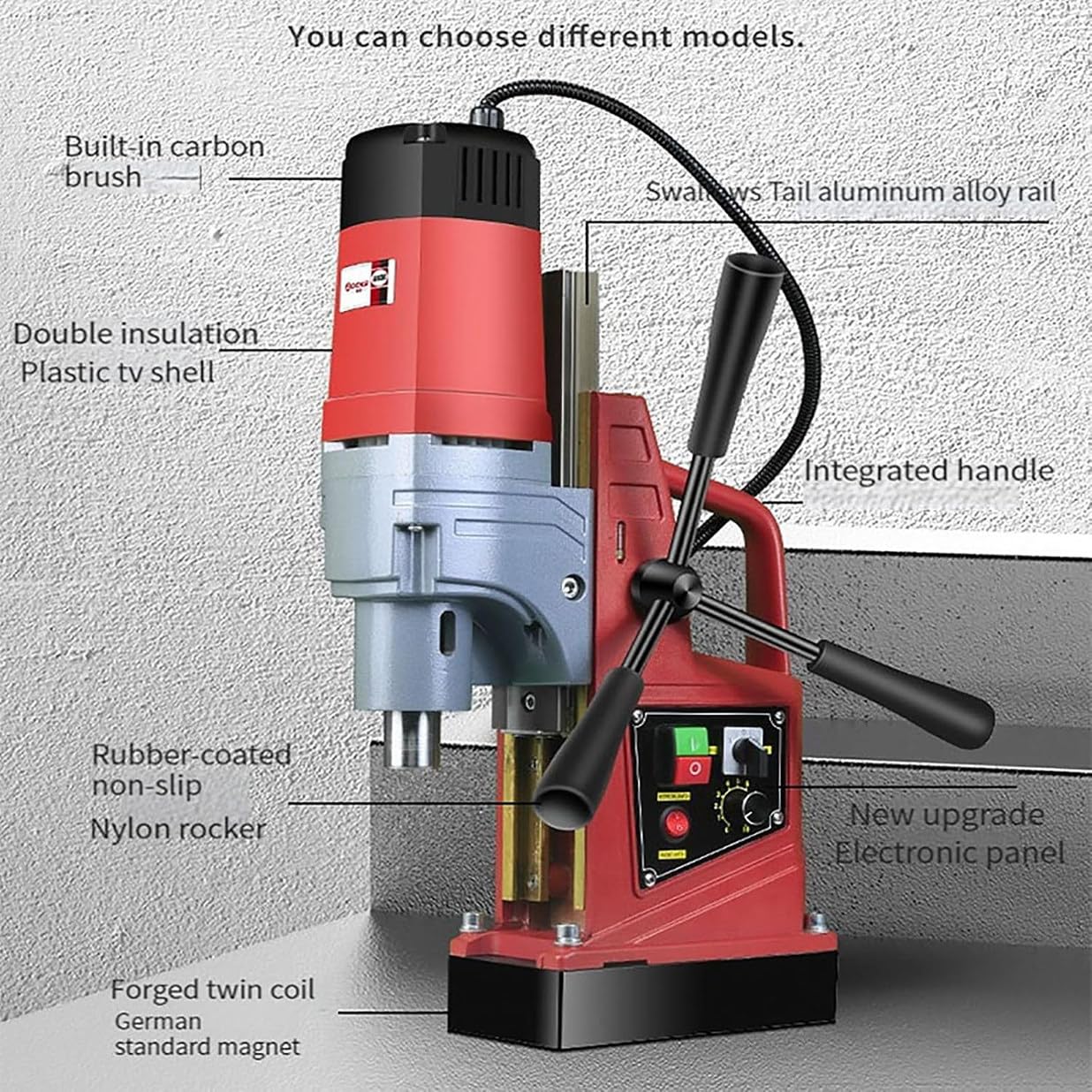 Taladro De Columna Magnético Eléctrico 1350W, Diámetro De Perforación 16mm/0,6", Taladro De Columna Magnético Portátil De 11500N Y 600Rpm Para Superficies De Metal, Mejoras Industriales Y Del Hogar