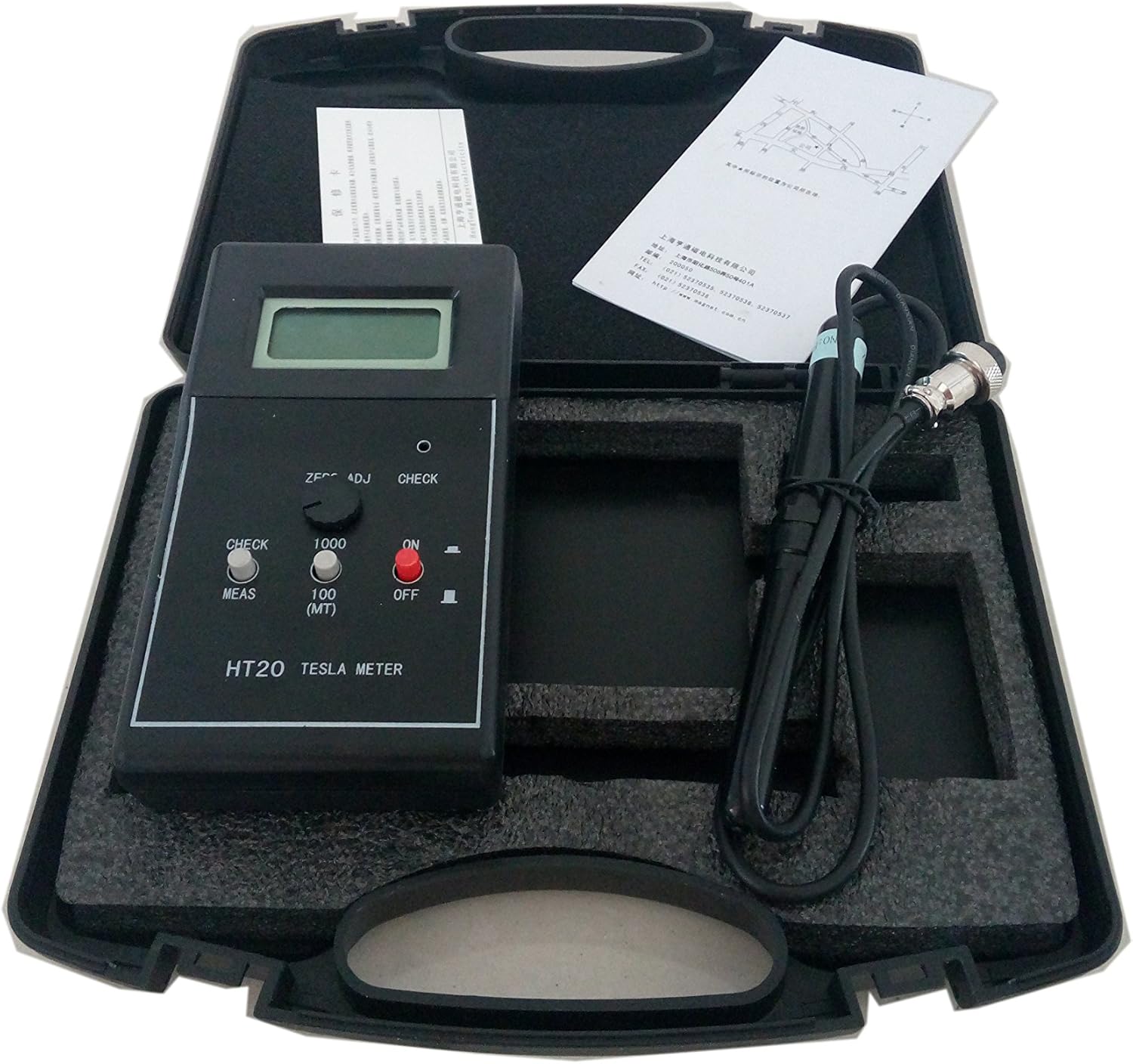 Tesla Meter Gauss meter Magnetic field gauss Meter detector with 0/200 / 2000mT