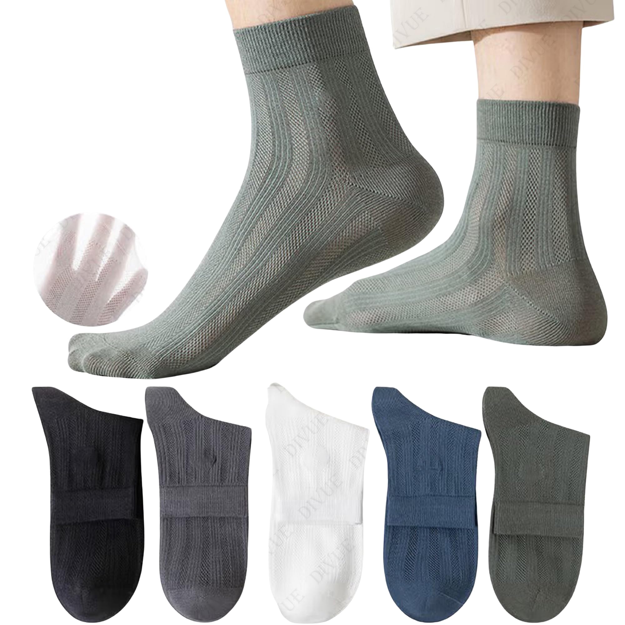 Ankle Length Socks for Men & Women | 5 Pair Multi Color Combo Pack | Cotton Rich, Breathable, Sweat Absorbent, Anti Odor, Stretchable, Durable Multipurpose Sports & Casual Socks-image-42