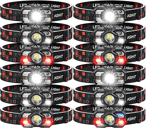 Miniatura 7 de Linterna Frontal Recargable Paquete de 2, 3000 Lúmenes Linterna Frontal Ultraligera Brillante con Luz Blanca y Roja, Faro LED con Sensor de