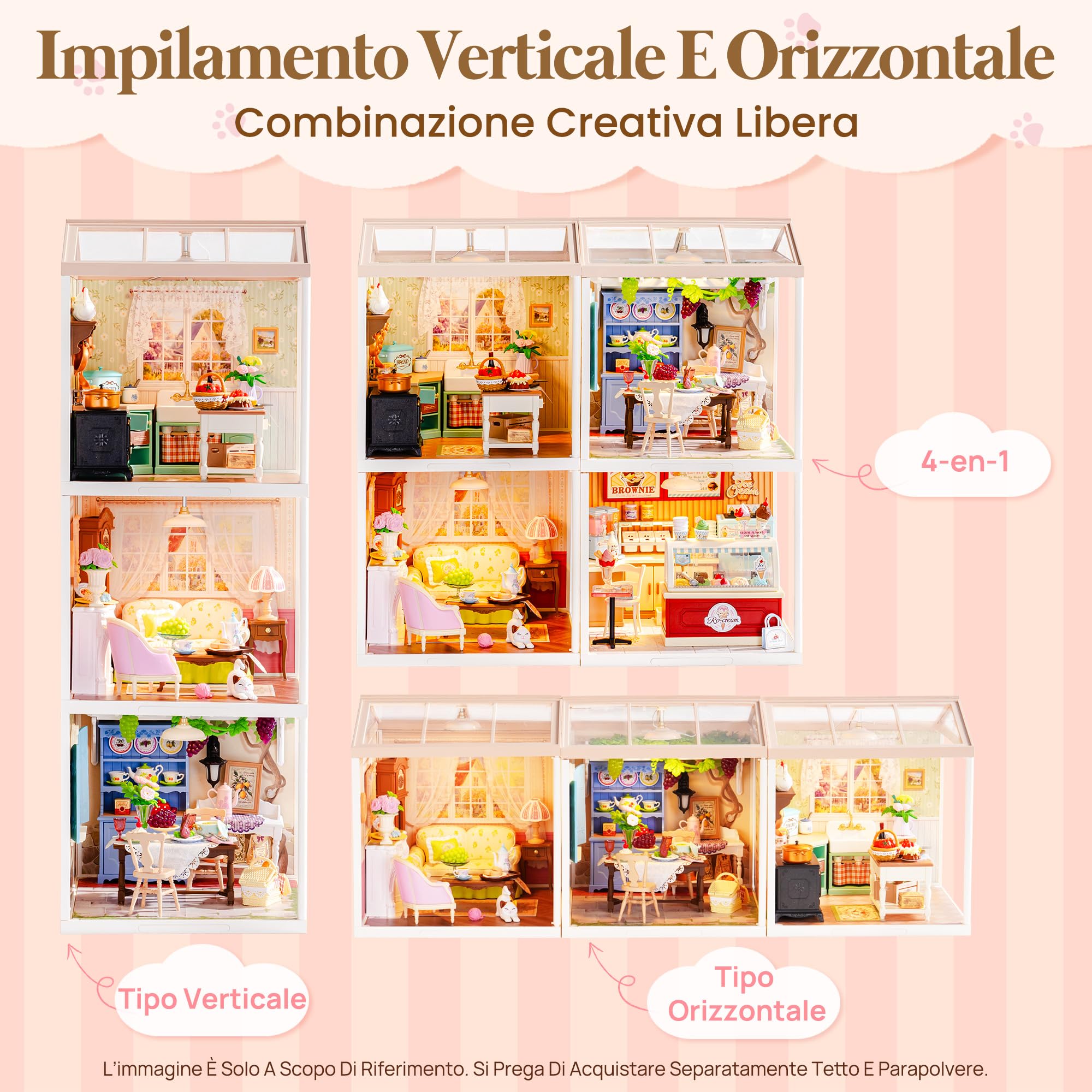 Rolife Super Creator Modellismo Casa in Miniatura da Costruire Kit Fai da te Per Adulti Kit di Costruzione di Mini Casa Scatola Espositiva Impilabile Senza Colla (Farmhouse Kitchen)