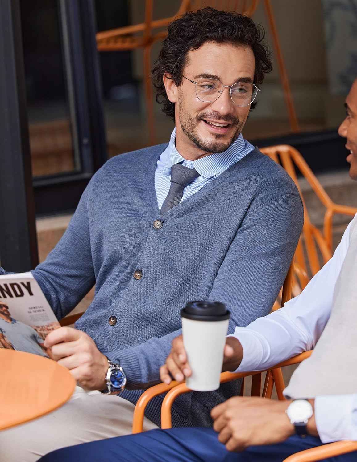 COOFANDY Men's Cardigan Sweater Long Sleeve Casual V Neck Button Down Knitted Sweater with Pockets - Image 2