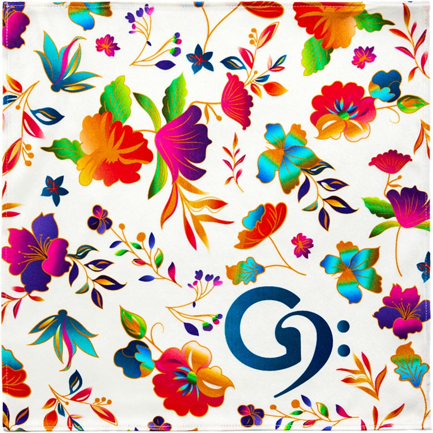 Silk C Flute Swab | 100% Pure Mulberry Silk | Safe & Gentle on Flutes | Non-Treated for Enhanced Absorption & Drying | Premium Stitching | 10”x10” (Floral, 10"x10")