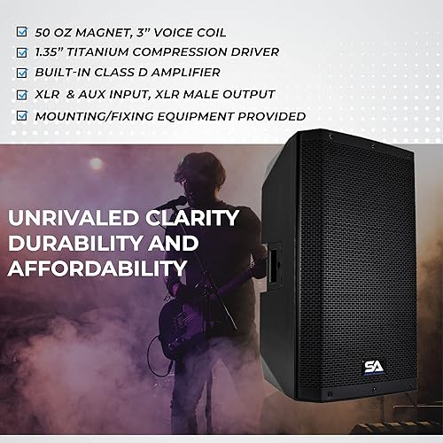 Miniatura 7 de Seismic Audio Altavoces Riot-15, altavoz PADJ de 1000 vatios con Bluetooth, altavoz de 15 pulgadas, DSP, mezclador integrado y amplificador de clase