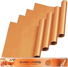 4 Pack Large Copper Oven Liners for Bottom of Electric Gas Oven, Reusable - Heavy Duty Non-stick Teflon Mats 15.8"x 23.7", Easy to Clean - Oven Floor Protector Liner -Reduce Food Spills and Stuck