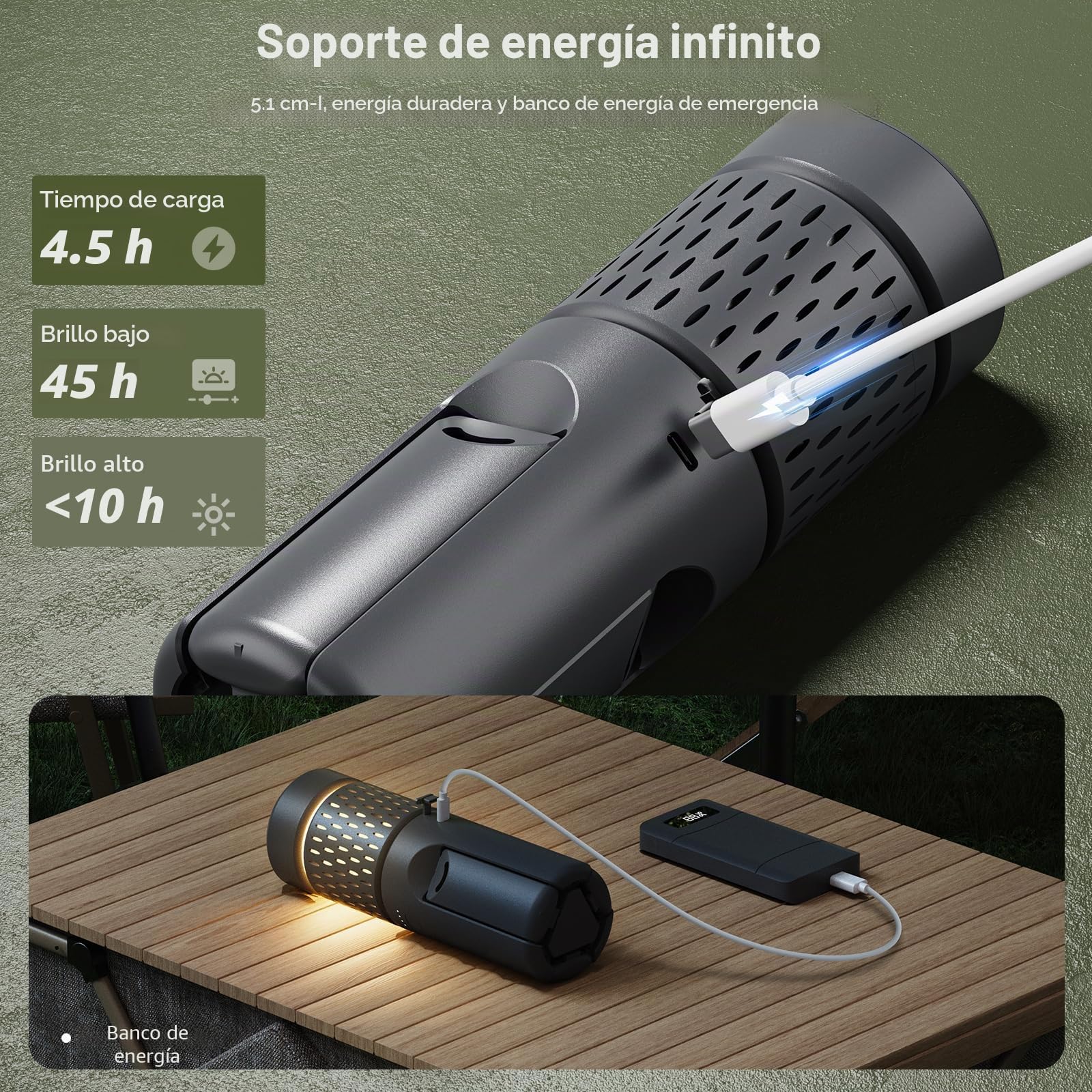 Linterna de Camping Telescópica Recargable,14000mAh LED Multifunción, Magnética y con Trípode, Impermeable IPX5, Luz de Tienda, Lámpara de Trabajo para Acampada, Exterior, Emergencia
