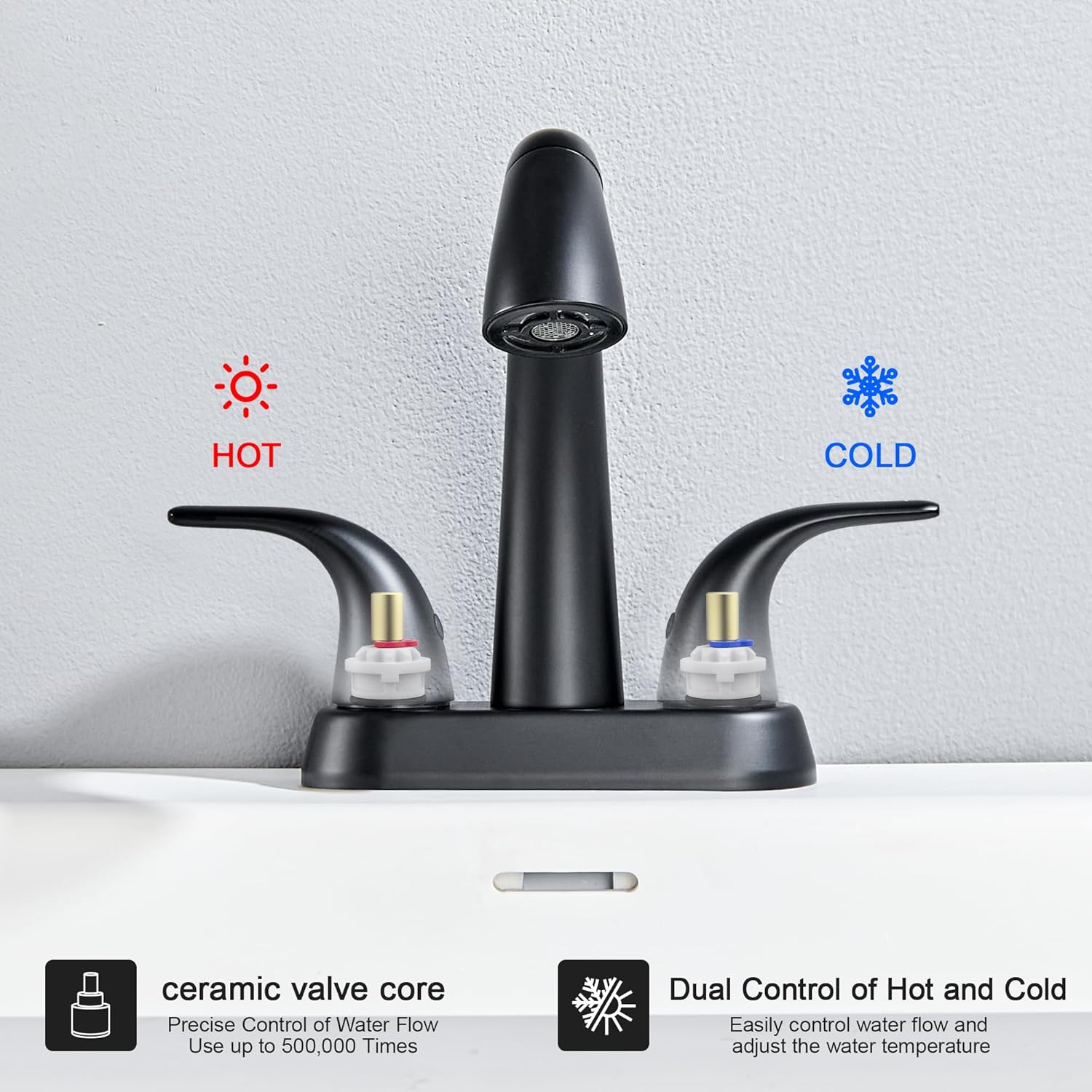 Ultimate Unicorn Matte Black Bathroom Sink Faucet - 4 Inch Centerset Pull Down Vanity Faucets 3 Hole with Pop Up Drain - Two Handle Modern Washbasin Tap Set with Pull Out Sprayer for Rv Restroom