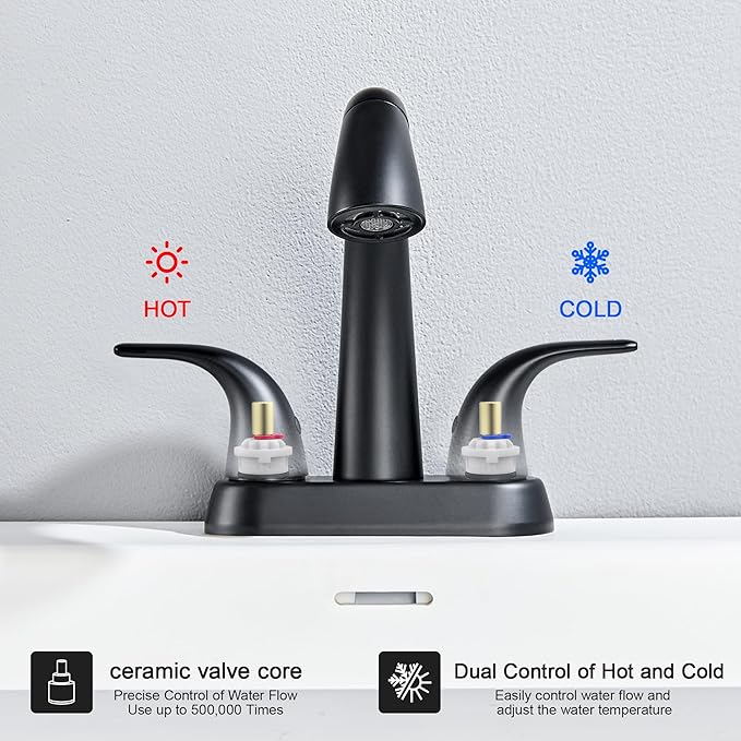 Grifería Lavamanos 3 Huecos Negro Mate con Desagüe y Asperso miniatura 7