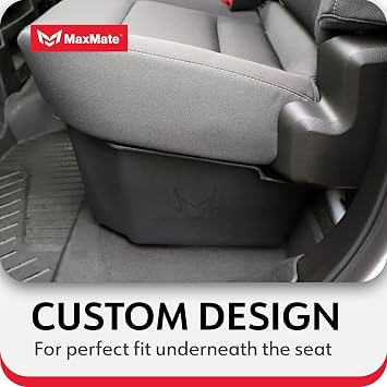 MaxMate Underseat Storage Box Compatible with 2014-2018 Chevy Silverado GMC Sierra 1500; 2015-2019 2500 3500HD Crew Cab, Rear Under Seat Extra Cargo Store Organizer | CB5C2238MX