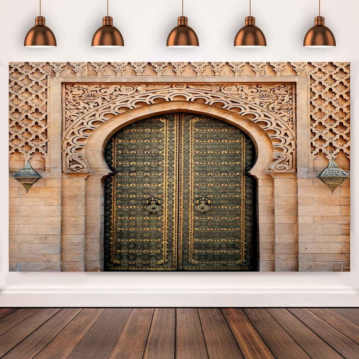 KIKIDOR9x6ft Morocco Palace Door Backdrop Middle Eastern Style Architecture Palace Entrance Photography Background Child Birthday Baby Shower Party Supplies Holiday Party Photo Studio Props BJZYKI0182