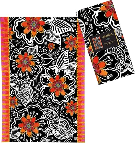 RainCaper Laurel Burch - Toallas de cocina con diseño de flores de naranja, 18 x 28 pulgadas, 1 CT 100% algodón súper suave y absorbente RainCaper Laurel Burch - Toallas de cocina con diseño de flores de naranja, 18 x 28 pulgadas, 1 CT 100% algodón súper suave y absorbente