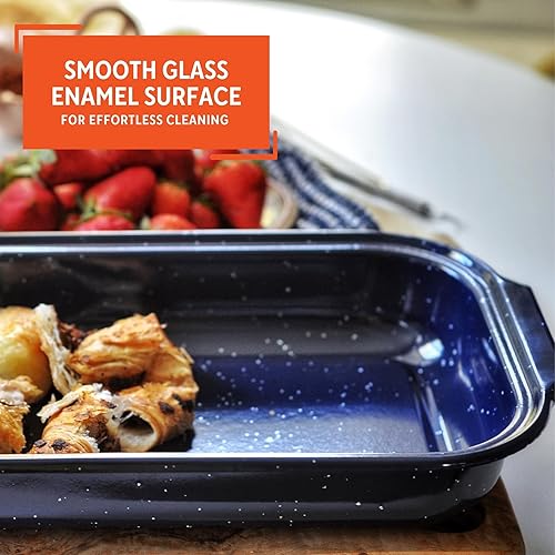 Miniatura 4 de Asador tradicional moteado azul  sartén para hornear 12 x 7.8 pulgadas