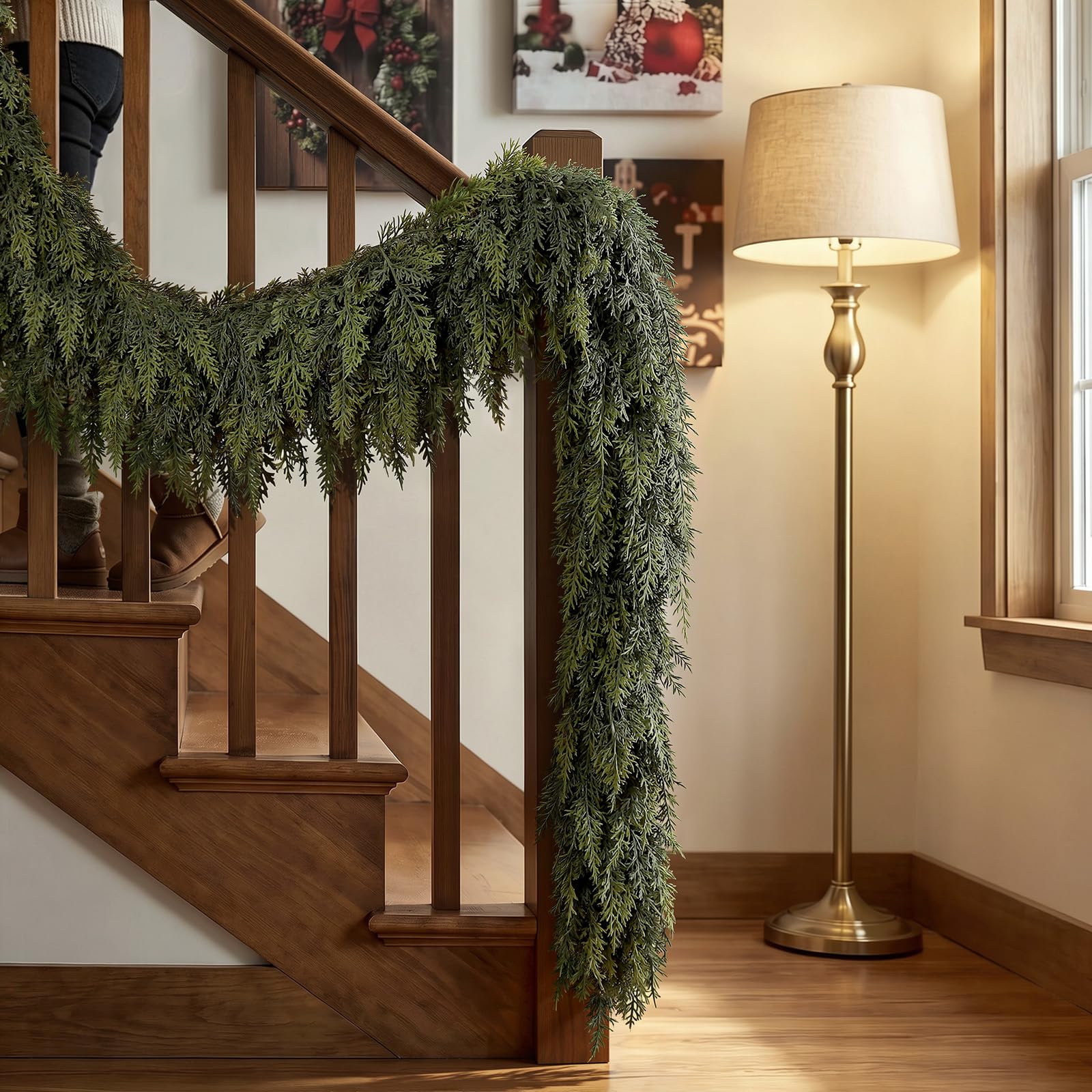 SHareconn 6FT Norfolk-Zedernholz Girlande Weihnachten mit 100 Blätters