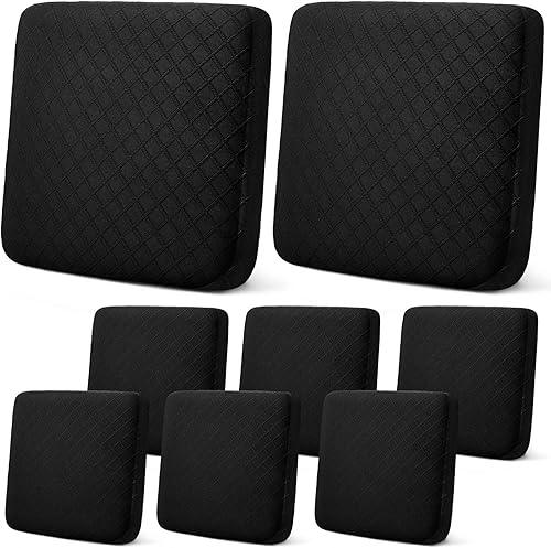 Mixweer 6 fundas elásticas de cojín para sofá, diseño de celosía de diamante, fundas de repuesto de tela jacquard gruesa suave, fundas de asiento