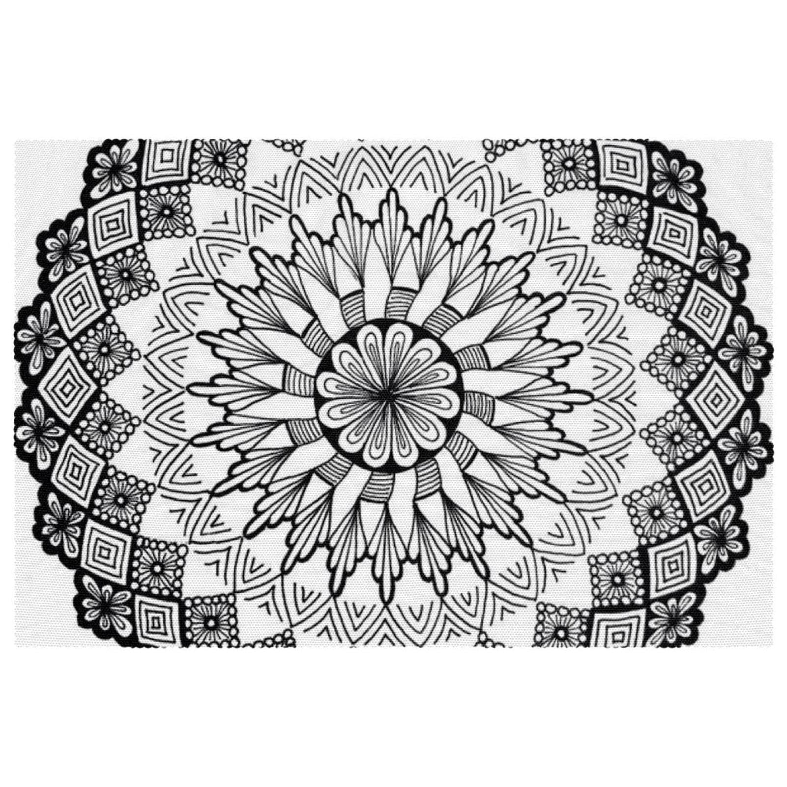 Set de table mandala noir floral Hipple 30x45 cm antidérapant lot de 6