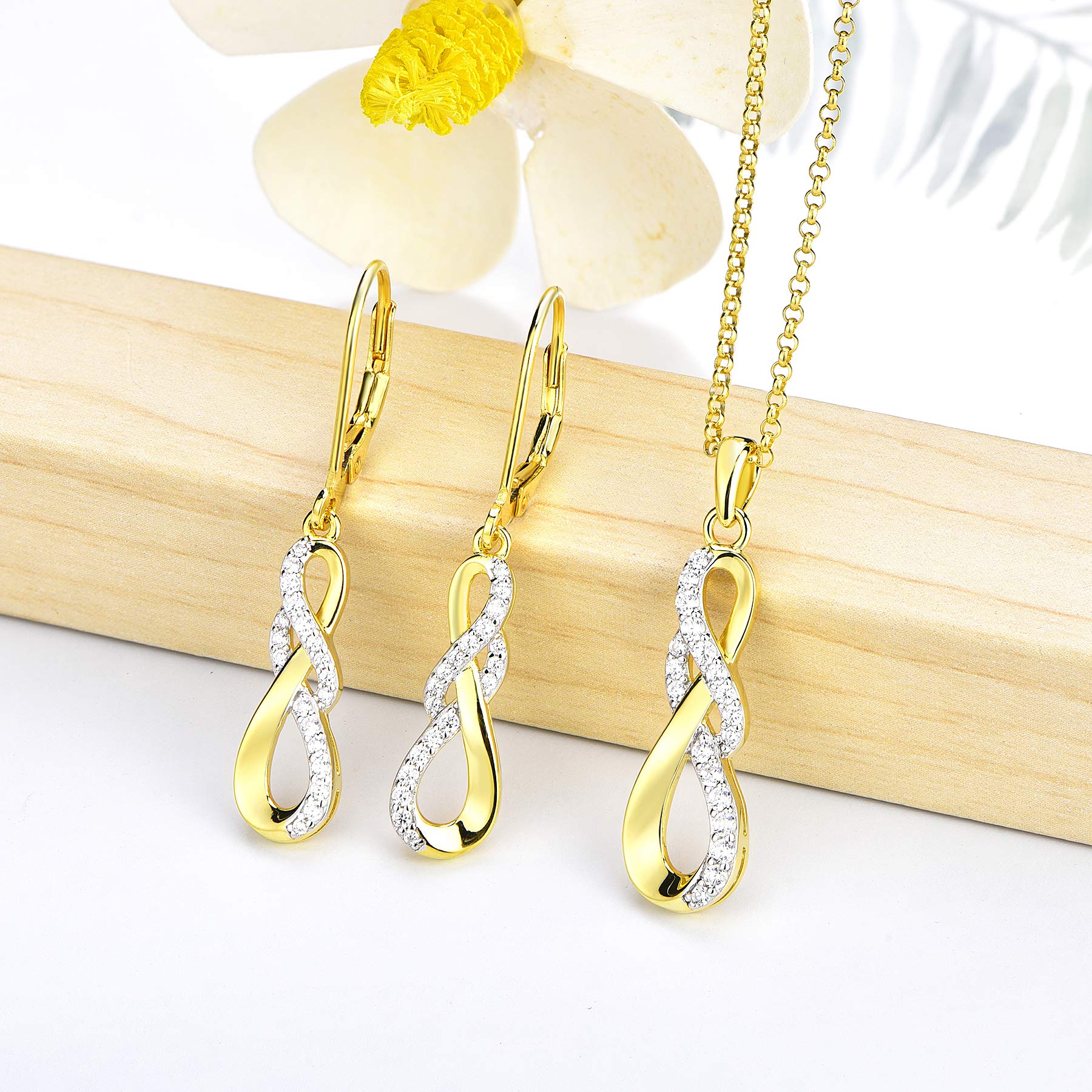 JO WISDOM Damen Ohrhänger Unendlichkeit Infinity silber 925,Ohrringe Hängende mit 3A Zirkonia Schmuck für Frauen Mädchen Mutter,Schmuck für Frauen