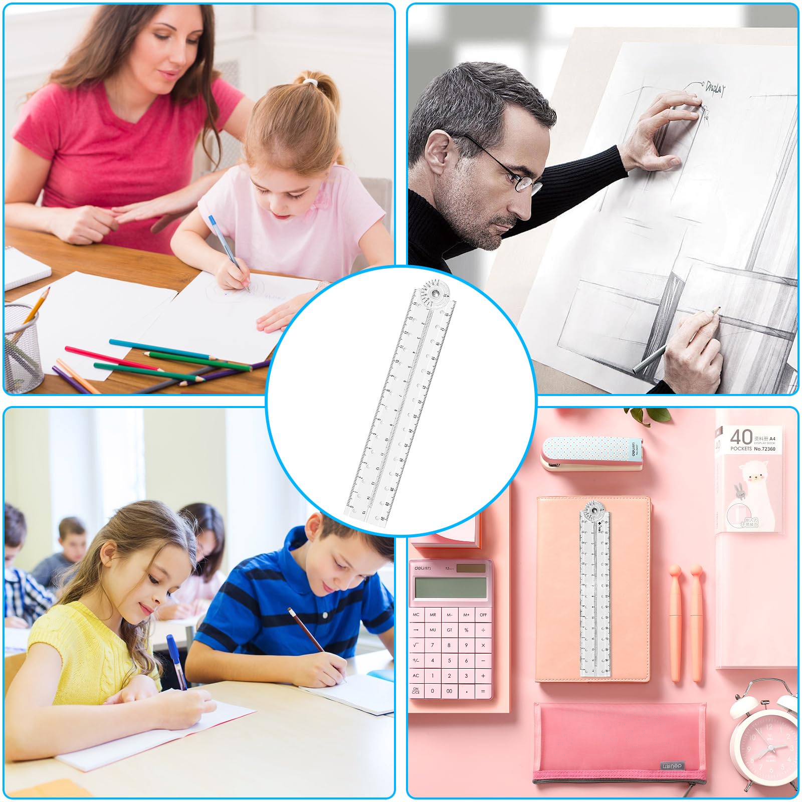 2 Righelli Pieghevoli Acrilici 30cm - Trasparenti Per Scuola E Ufficio - Foto 3