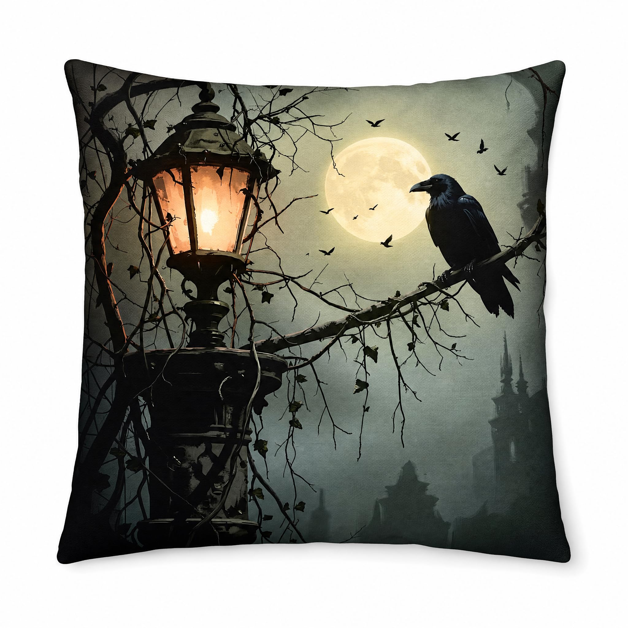 PVOODIRE Raven Pumpkin Halloween 45x45cm Cushion Covers,Pillow Covers — image 1