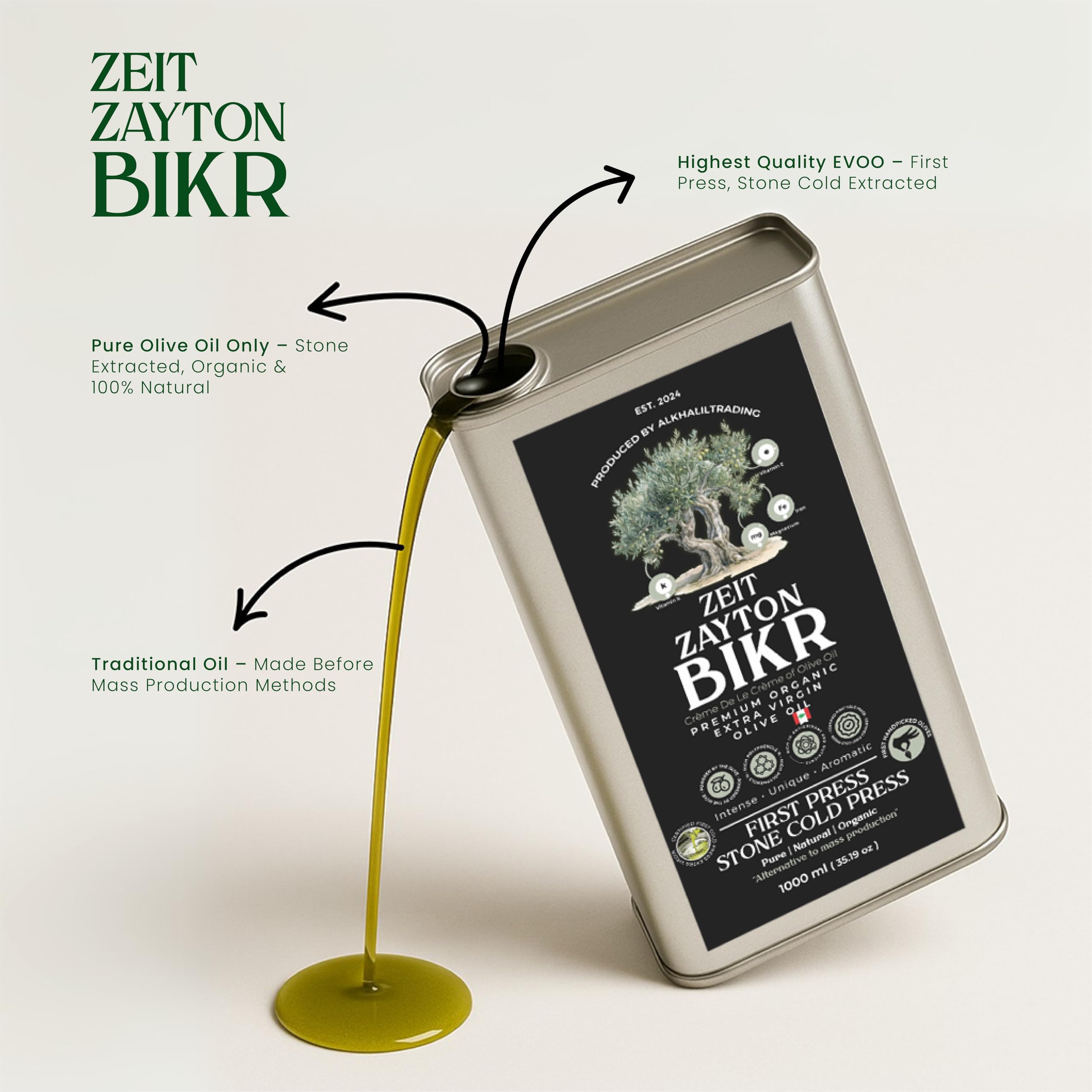 Zeit Zayton Bikr Organic Extra Virgin Olive Oil – First Harvest