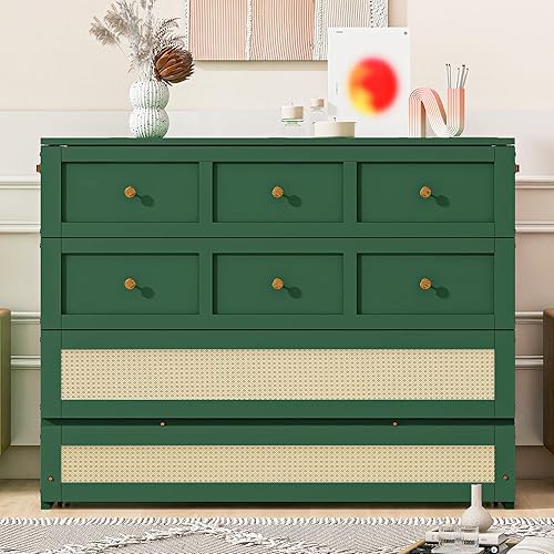 Harper & Bright Designs Full Murphy Bed Cabinet with Big Drawer, Solid Pine Chest Cube Cabinet Bed Flodable Platform Bed with Slats for Guest Bedroom, Office or Small Room