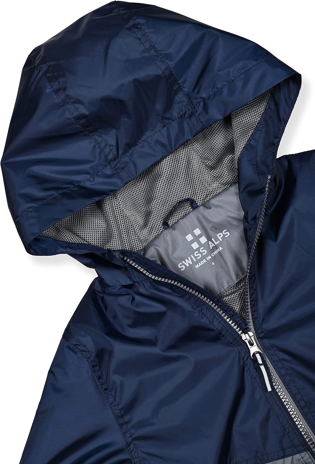 Swiss Alps Boys Waterproof Hooded Rain Jacket Kids Outdoor Windbreaker Lightweight Raincoats for Kids Wind Resistant