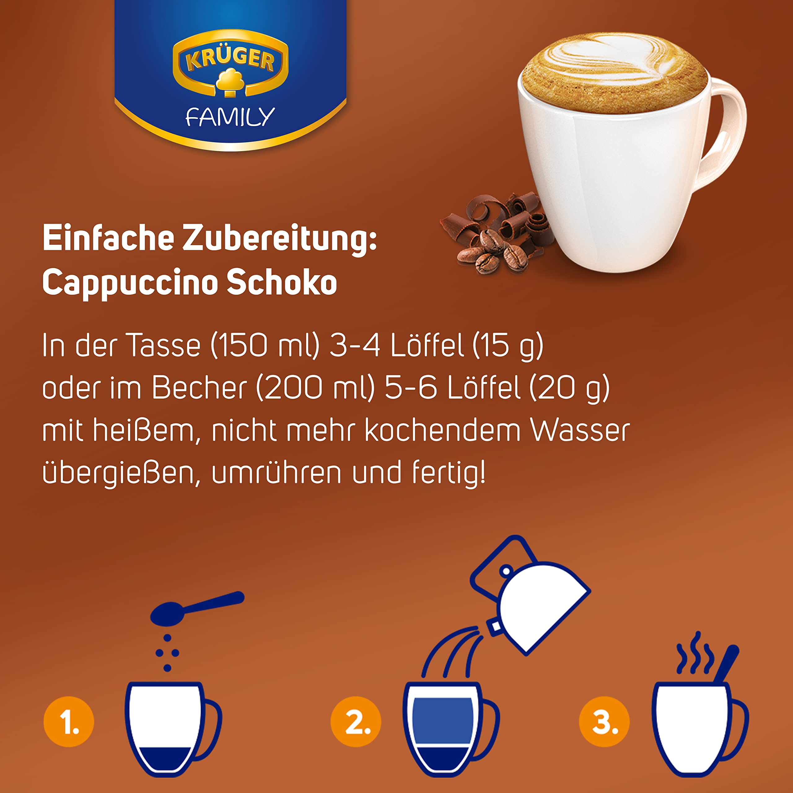 KRÜGER Family Cappuccino Schoko (1 x 500 g) | 500g (2er Pack) – Ansicht 5