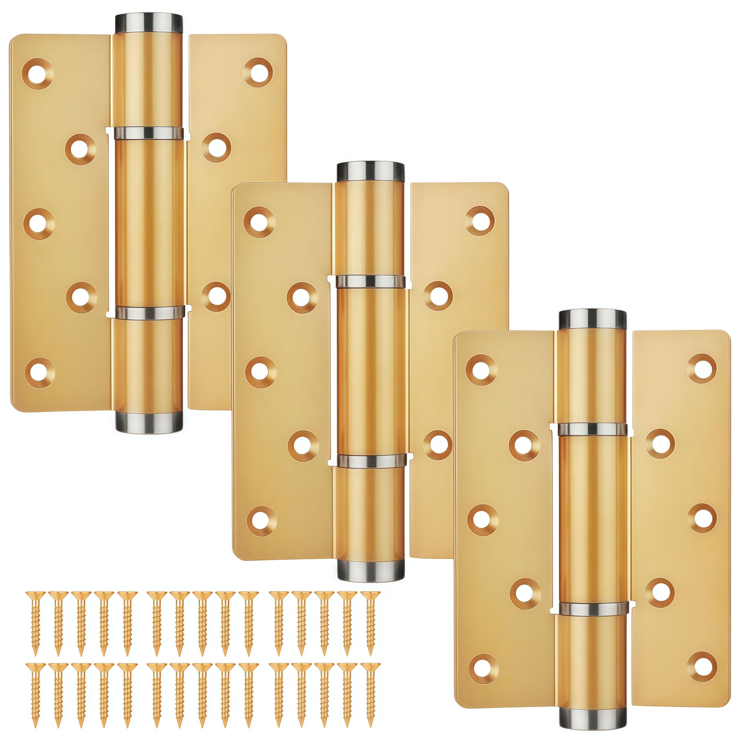 3 Pack of Stainless Steel Hydraulic Hinges Gold 5 Inch Casement Hinges