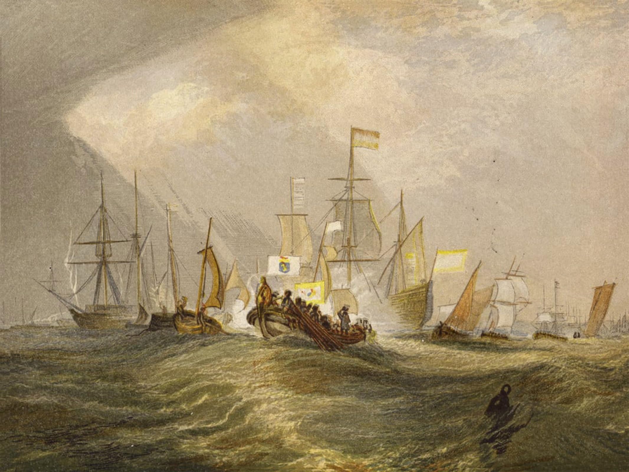 ARTXLXXBN Famous Painting Canvas Artwork Graffiti Print Landing of the Orange by Mallord William Turner Portrait Canvas Image for Home Decor 60x90cm