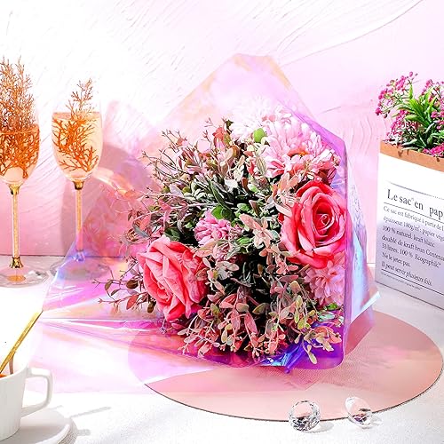 Miniatura 4 de Outus Película de celofán iridiscente de celofán arcoíris, decoración de manualidades para cestas de regalo, suministros de mariposas de hadas,