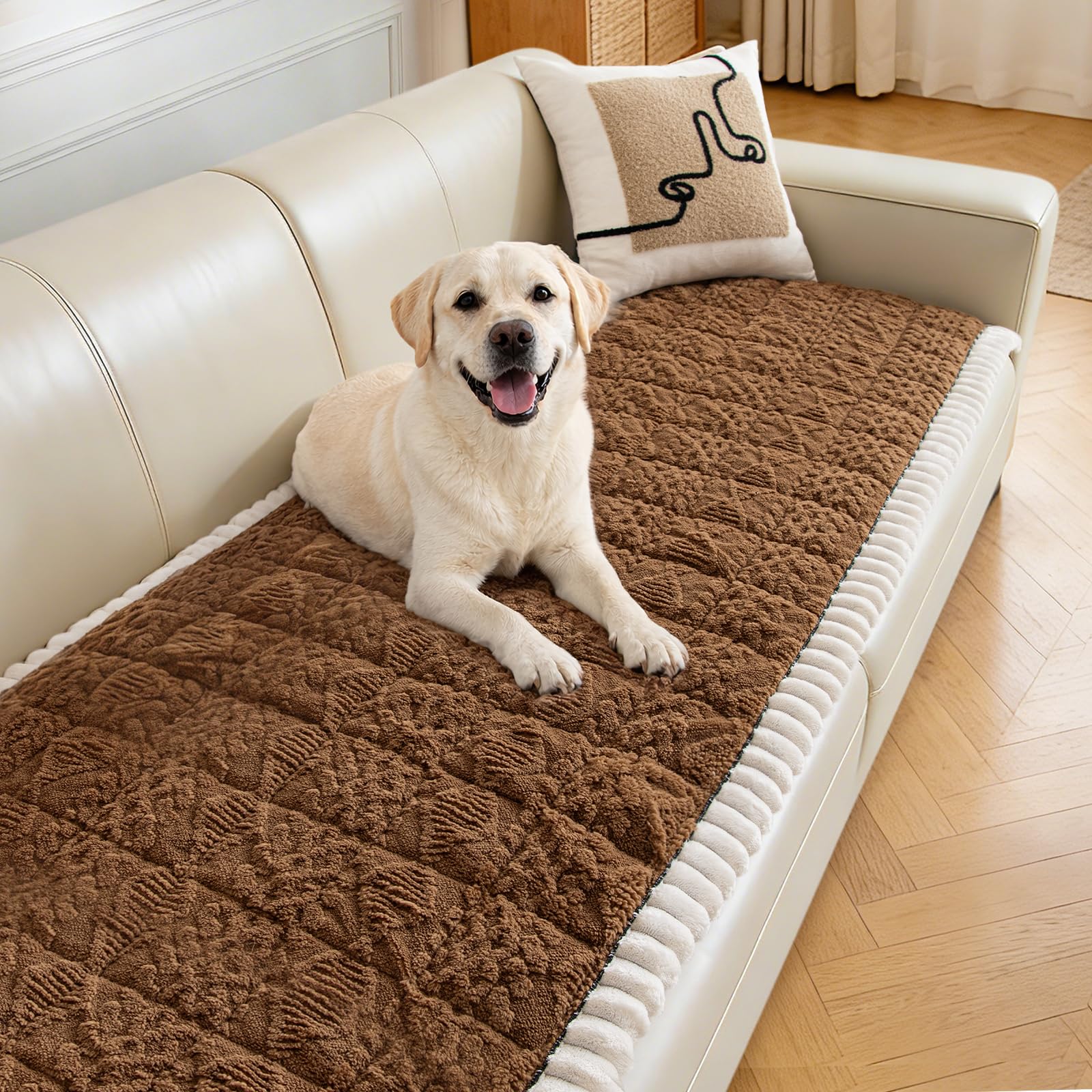 New Thick Sofa Covers Washable - Soft Corduroy Universal Sofa Cover 2 3 4 Seater, Non-Slip Couch Cover, Couch Seat Covers Sofa Slipcovers Furniture Protector for Living Room (Coffee, 70x210 cm)