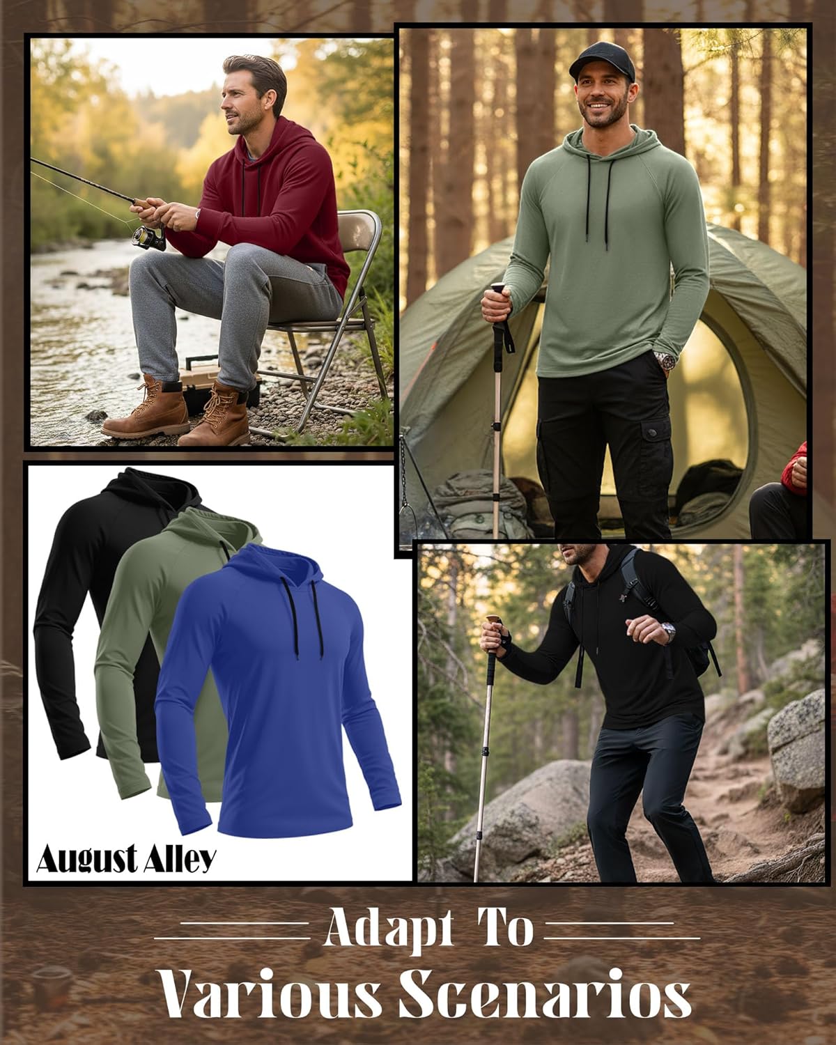 4 Pack Mens Big and Tall Hoodies Sweatshirt Long Raglan Sleeve Casual Pullover Drawstring Workout Athletic Shirt - Image 5