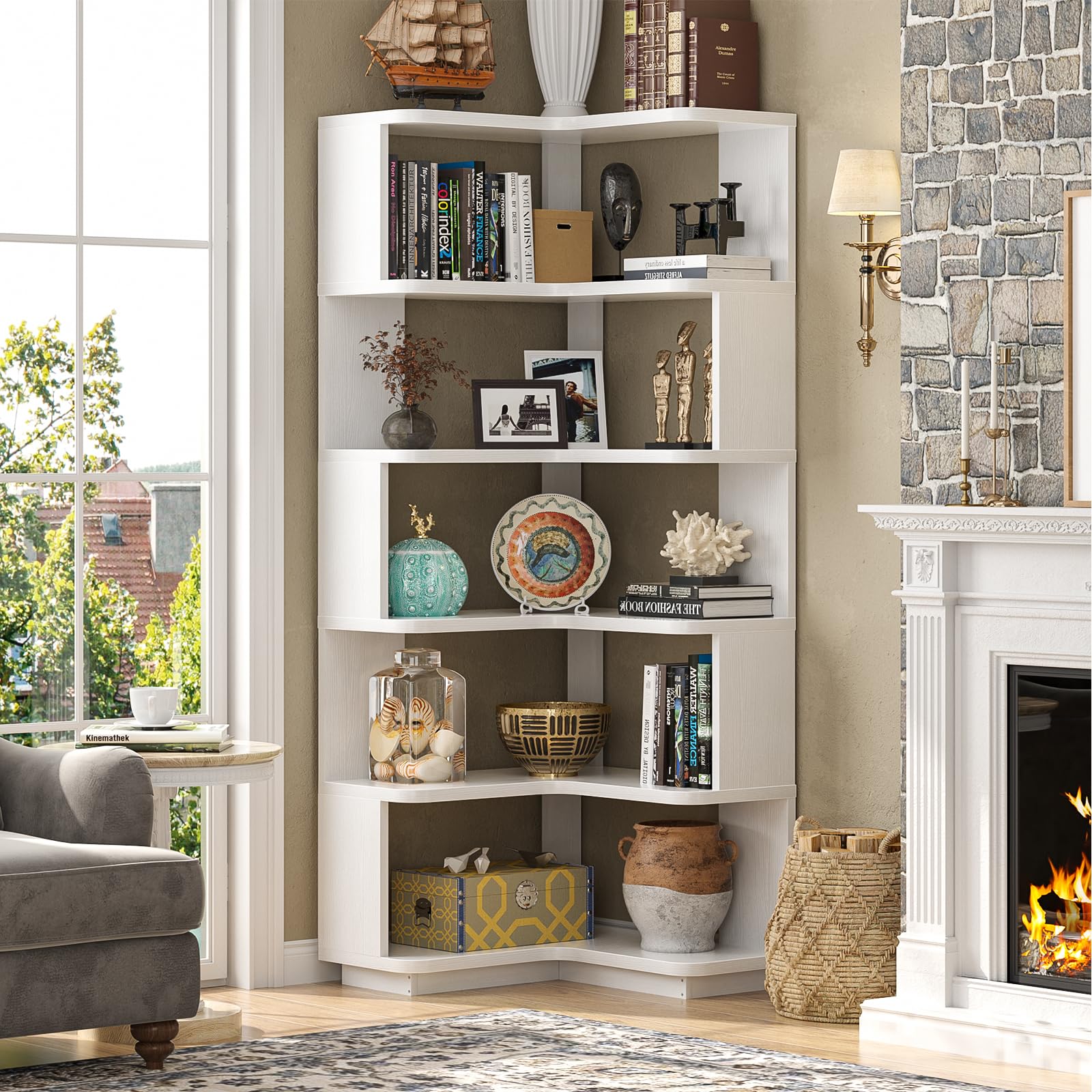 Best White Corner Bookshelf Picks for 2026 1 Armocity Corner Book Shelf, 6-Shelf L Shaped Corner Bookshelf with Baffle — product photo