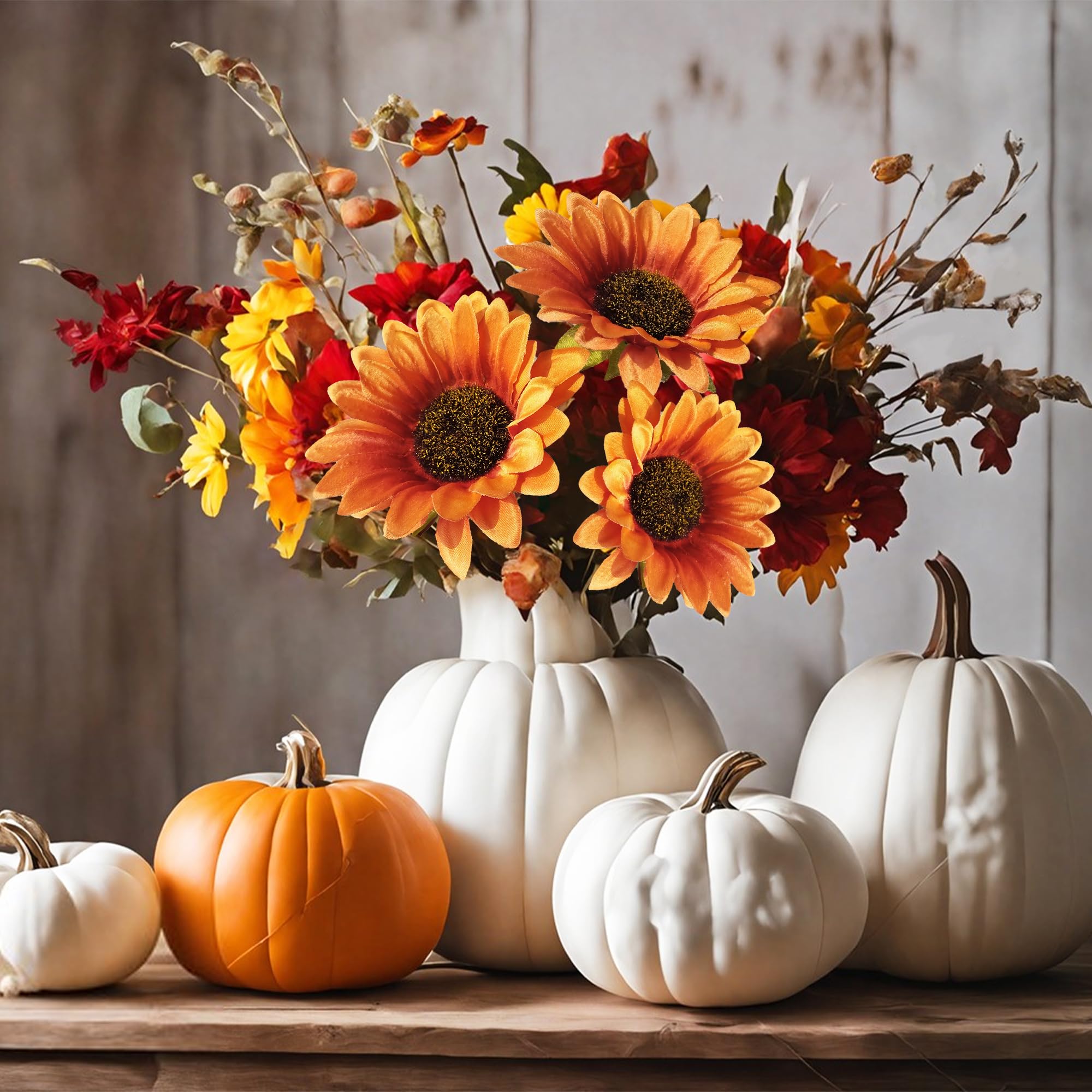 ROLLWAY 8 Künstliche Sonnenblumen 40cm - Realistische Deko Für Zuhause & Events