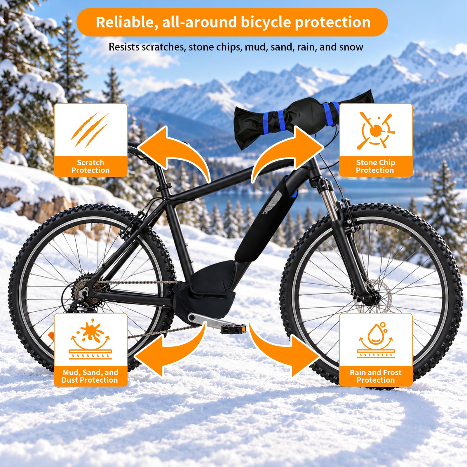 E-Bike Transportschutz Set aus 6 Teilen Fahrradabdeckung Wasserdichte Fahrradschutzhülle für Fahrradträger & Heckträger – Regenschutz & Transportschutz E-Bike
