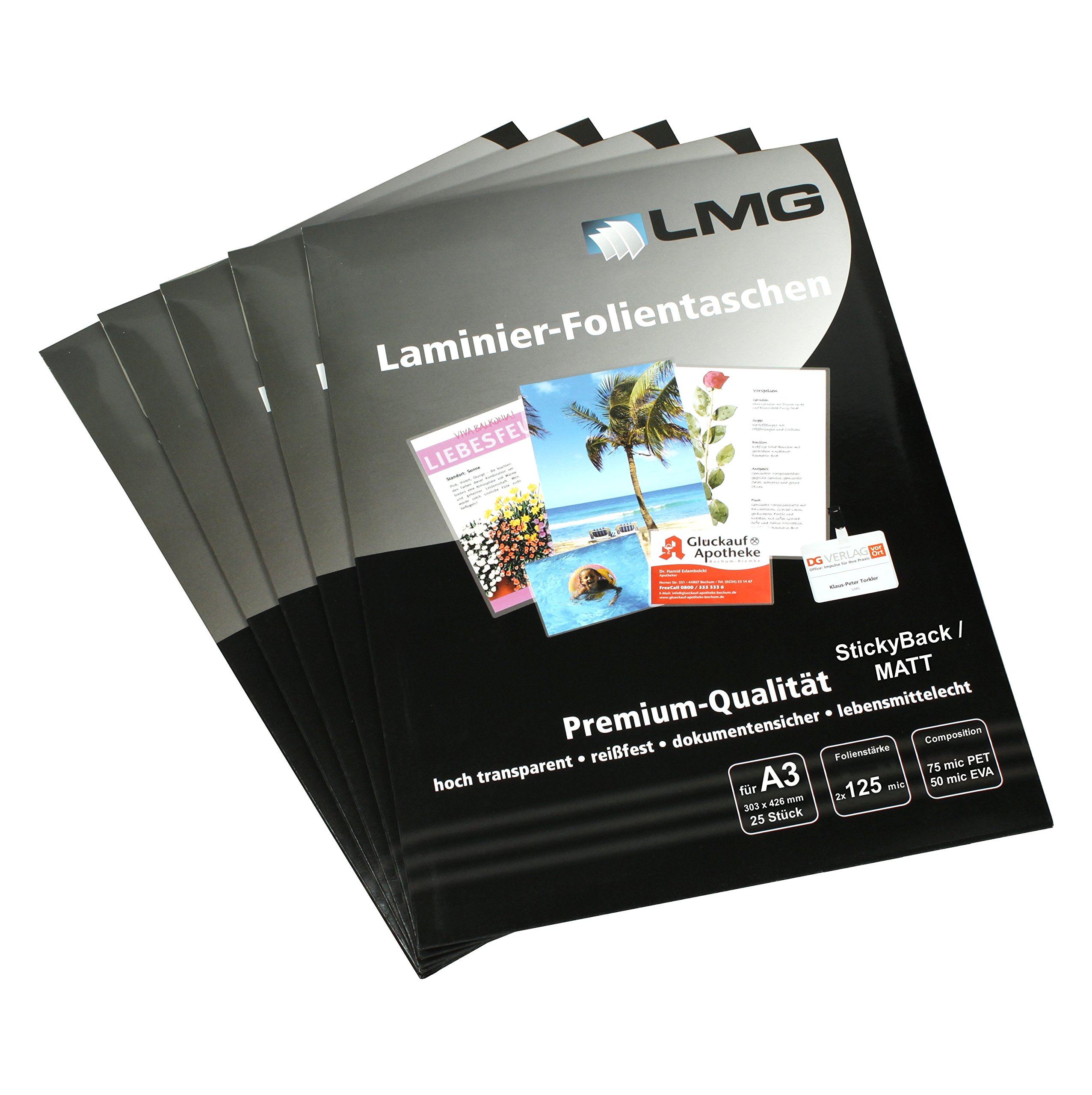 LMG lmga3 – 125sm – 25 Pouches A3, 303 X 426 mm, 2 X 125 Mic con retro adesivo, 25 pezzi