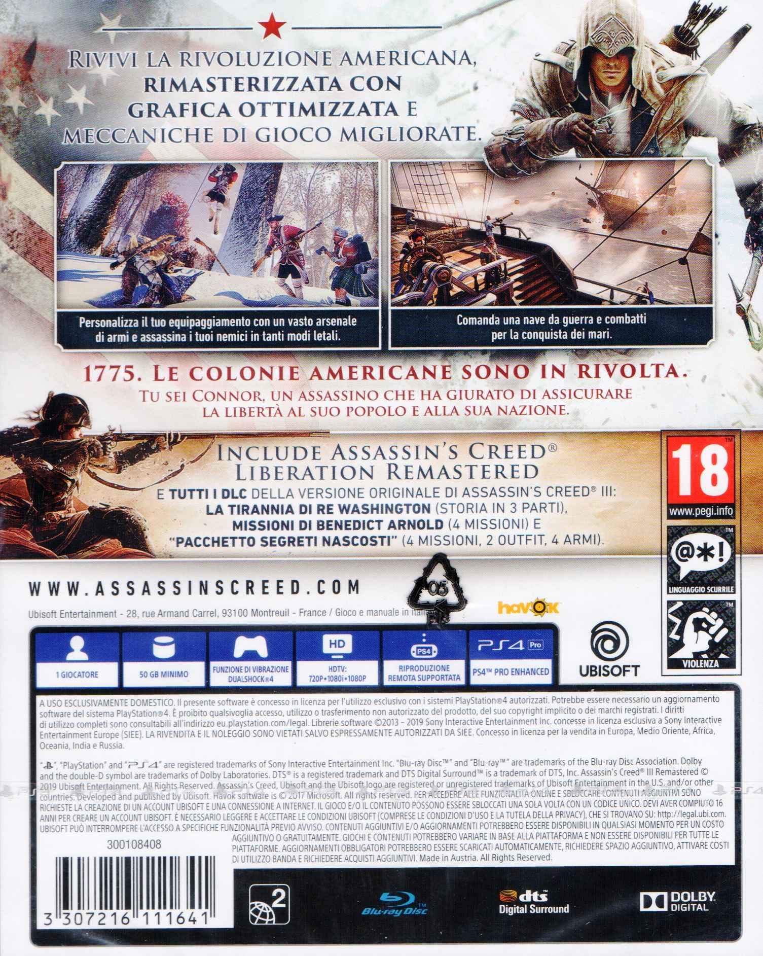 Assassin's Creed III Liberation Remastered - PlayStation 4
