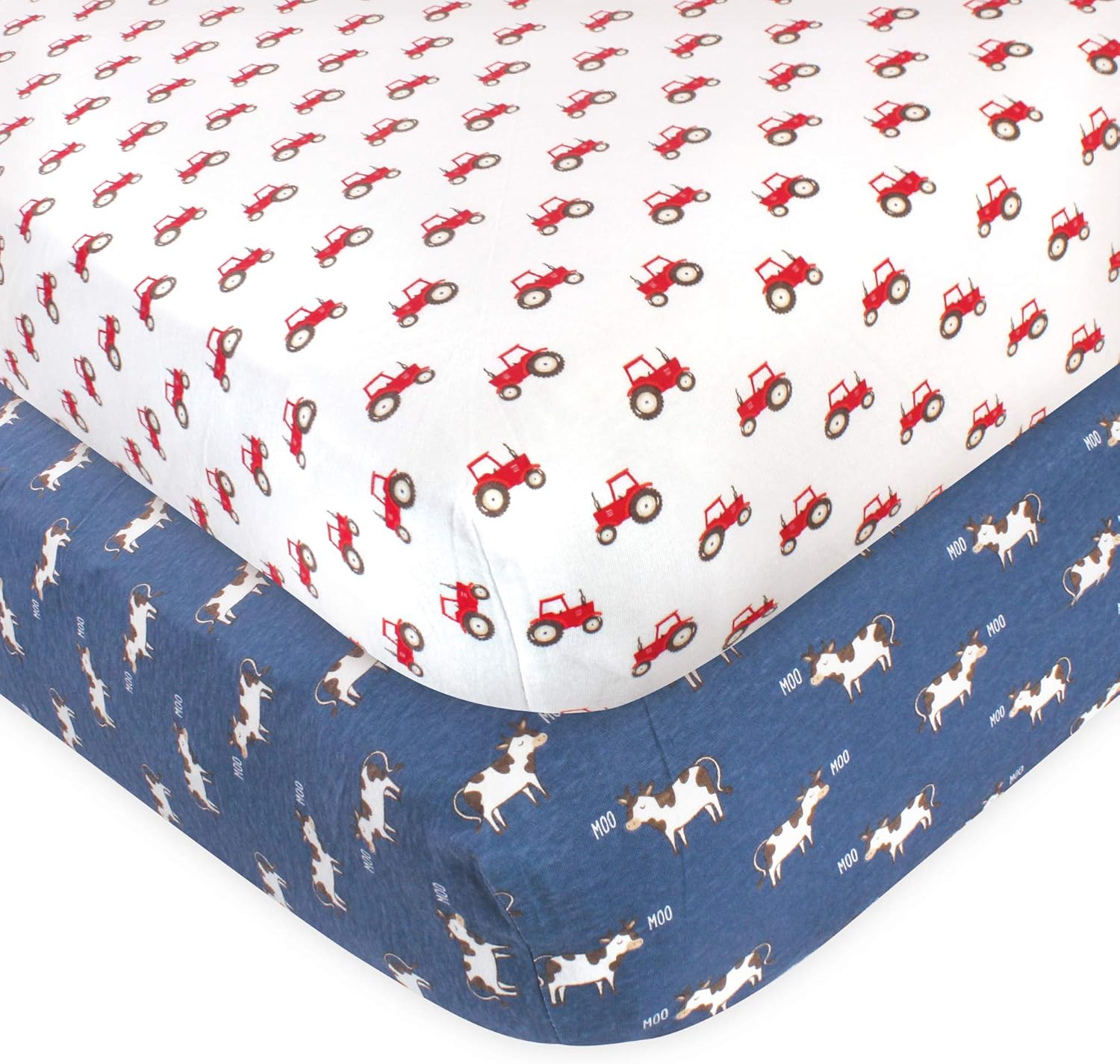 Hudson Baby Unisex Baby Cotton Fitted Crib Sheet, Peace Love Flowers, One Size (Pack of 2)