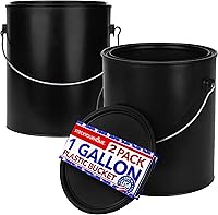StockYourHome All-Plastic 1 Gallon Paint Buckets (2 Pack) - Rust-Proof with Metal Handle & Triple Lock Airtight Lid - Made in USA