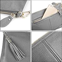 Vista 5 de YALUXE Clutch Wristlet - Cartera de piel auténtica con bloqueo RFID y cadena de hombro