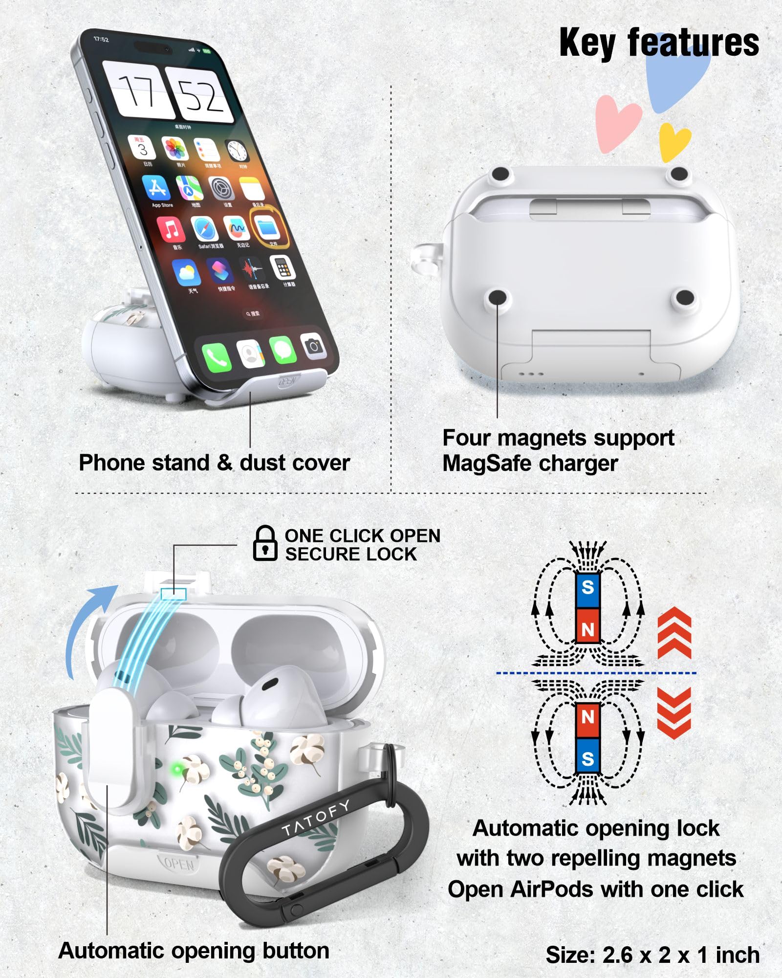 Amazon.com: TATOFY for AirPod Pro 3 Case (2025) with Phone Stand