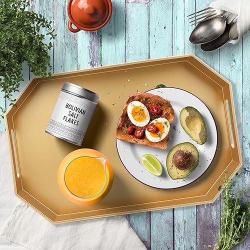 Miniatura 6 de Bandeja decorativa azul real con asas, bandeja rectangular versátil para mesa de café, otomana, ideal para servir, exhibir, organizar, 15.7 x 10.2 x