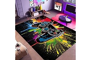Gaming Rug for Boys Room, Geometric Cool Game Rug for Bedroom