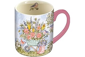 LANG Joy Of Life Ceramic Summer Coffee Mug with Lid and Infuser Set