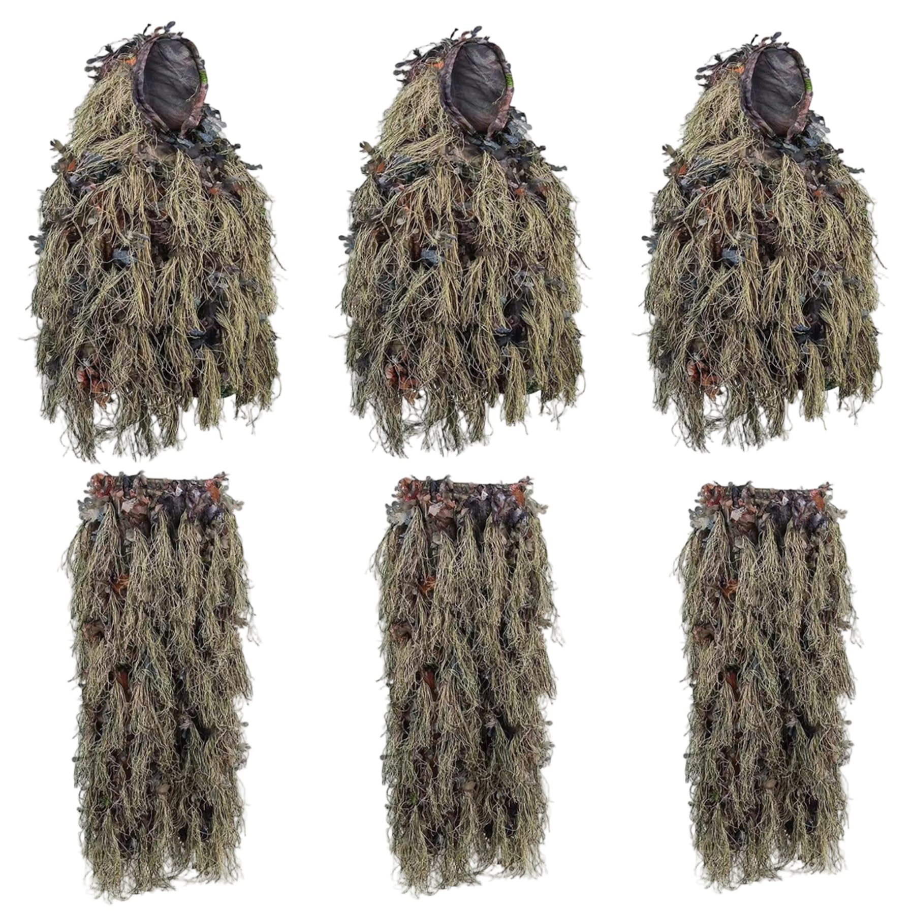 Tuta Ghillie Mimetica Leggera con Foglie, Abbigliamento da Caccia per Uomo, Poncho Ghillie Traspirante per Cacciatori, cecchino, Softair, Paintball, Tuta, Abbigliamento da Caccia Gi