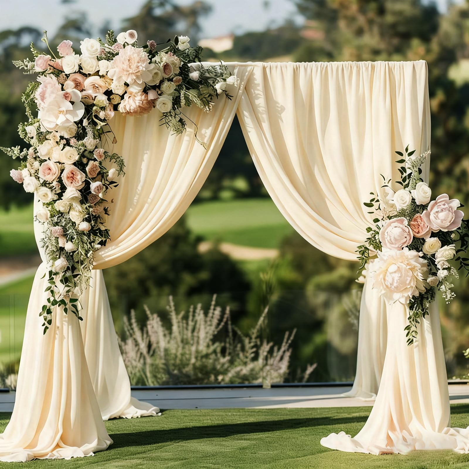 Gallety Ivory Backdrop Curtains for Wedding, Polyester Photography Backdrops Curtain - 20FT x 10FT Wall Curtains with Rod Pockets for Celebration,