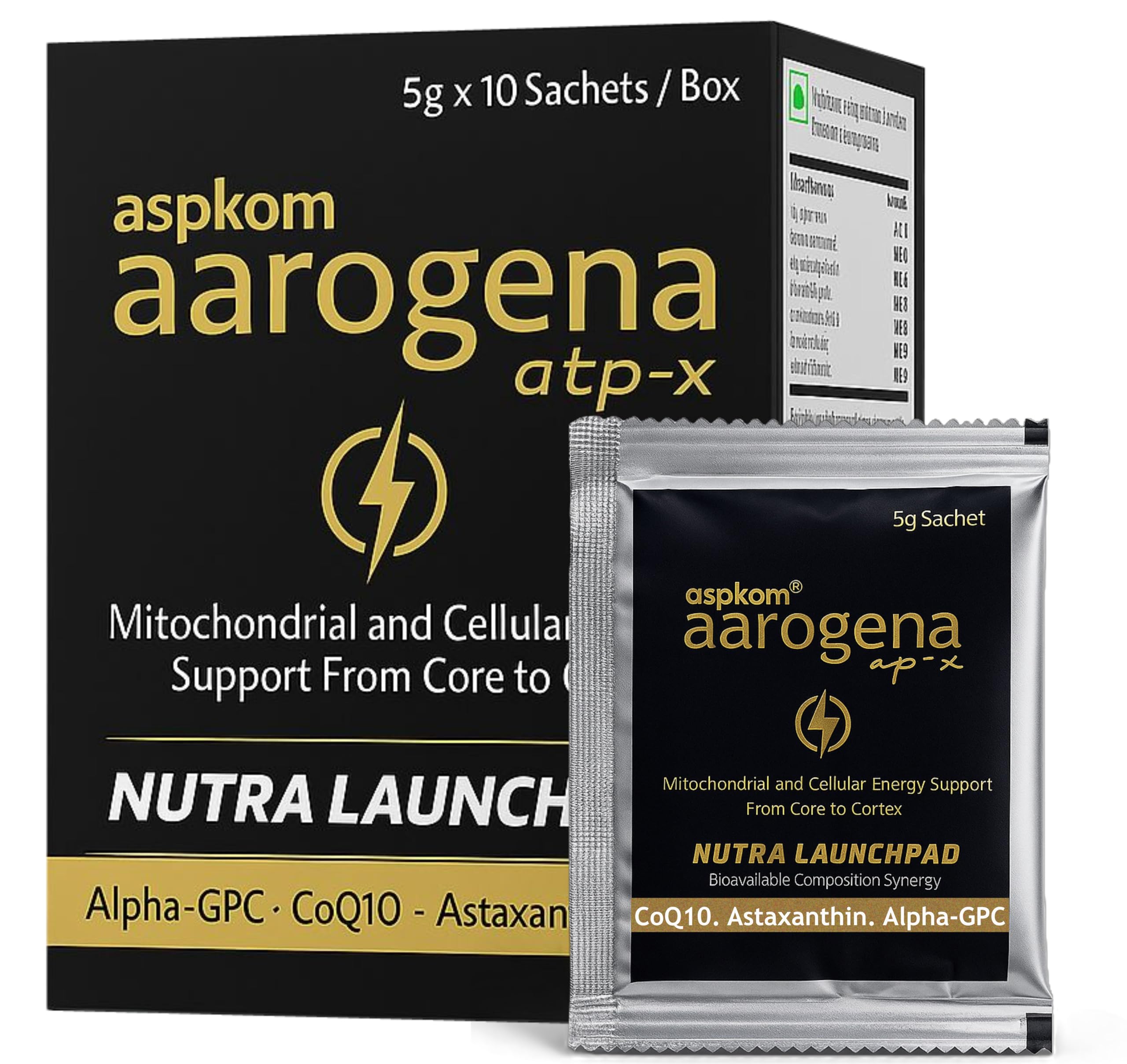 ATP-X Cellular Energy & Brain Support | Creatine + CoQ10 + Alpha-GPC | Astaxanthin | Neuro-Cognitive & Mitochondrial Booster | Vanilla Sugar-Free Sachets (10 Pack)