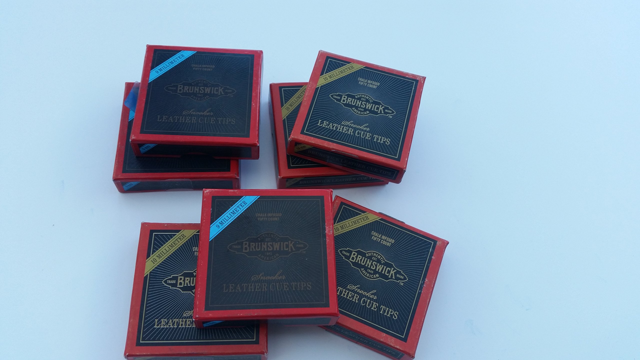 5 X 10mm Leather Blue Diamond Snooker Pool Cue Tips - FREE C&C Cue Tip Gel Glue