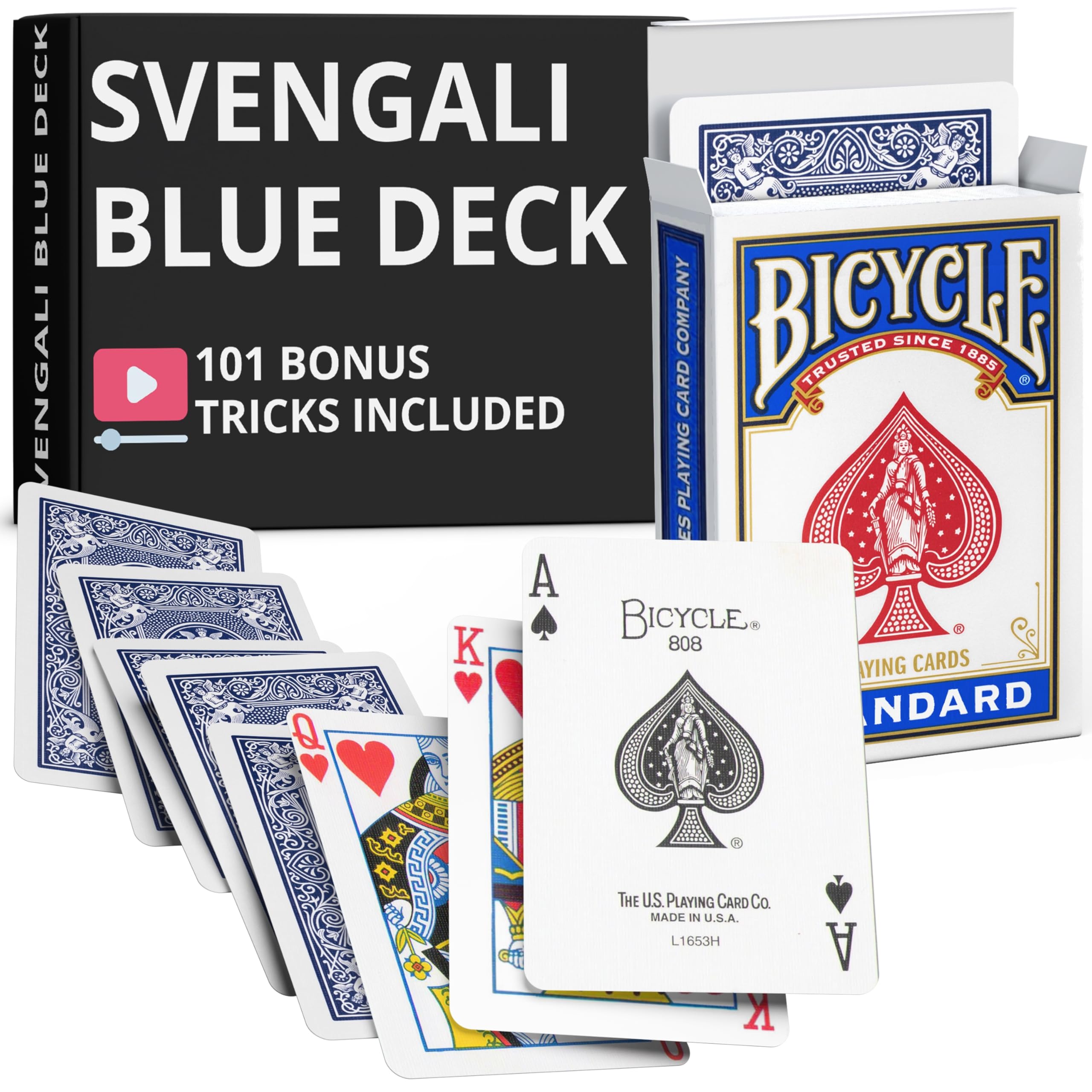 Precision Blue Rider Back Bicycle Svengali Deck with Instructions for 100+ Tricks (Unspecified)
