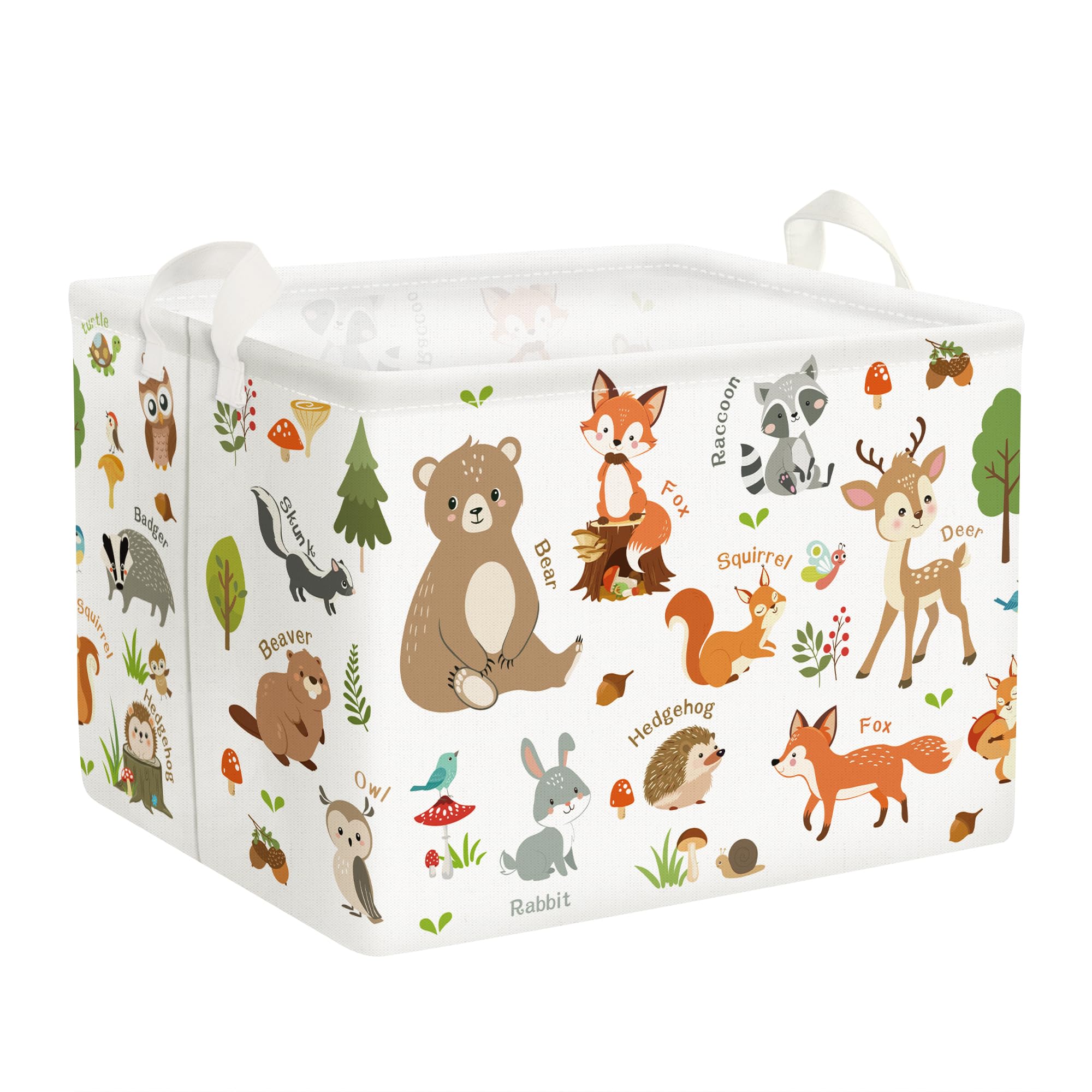 Clastyle Woodland Animals Laundry Hamper Leaf Book Storage Basket for Bathroom Parent Storage Box to Organize Toy Clothes